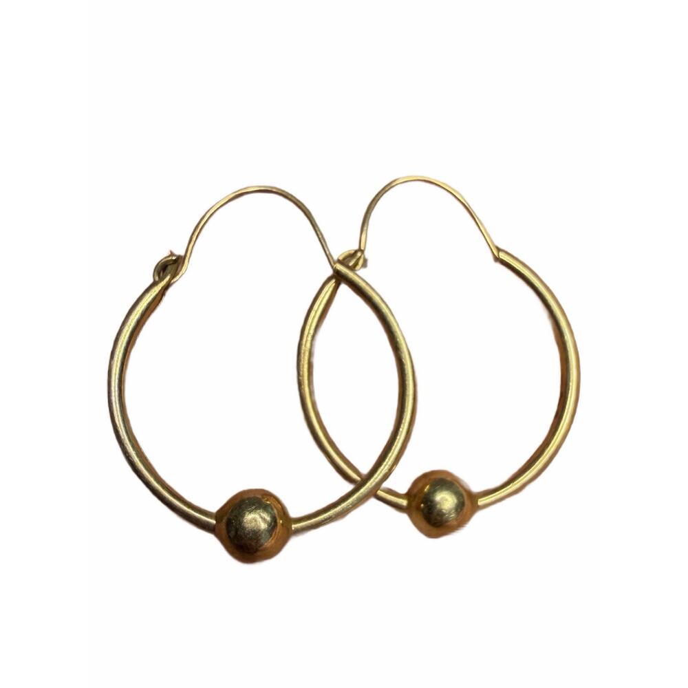 14k Gold Hoops With Ball Accent .94g Vintage